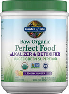 Garden of Life Raw Organic Perfect Food Alkalizer y Detoxifier, Sabor Limón Jengibre, Polvo Superfood, 30 Porciones
