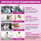 Edmmyliy Complejo B Metilado para Mujeres - Gomitas con Vitaminas B1, B2, B6, B12, Folato, Vitamina C, Magnesio y Omega 3
