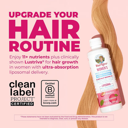 MARYRUTH'S Multivitamínico Femenino + Lustriva Crecimiento Capilar Liposomal | Biotina 10000mcg | Probado Clínicamente para un Cabello más Grueso y una Piel más Lisa | 15.22 Fl Oz