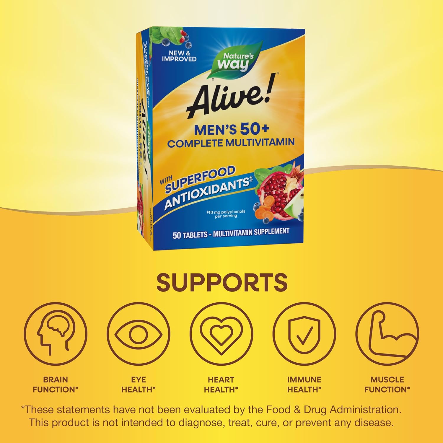 Nature's Way Alive! Multivitamínico Completo para Hombres 50+ - 50 Comprimidos