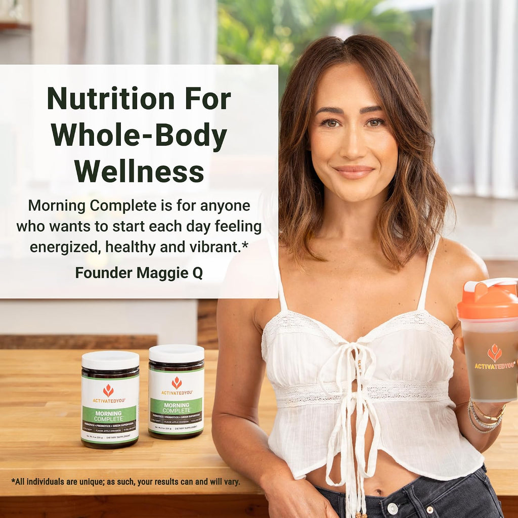ACTIVATEDYOU Morning Complete - Mezcla de Superalimentos Verdes con Prebióticos, Probióticos y Antioxidantes, 30 Raciones (Manzana Canela)