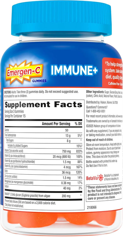 Emergen-C Immune+ Triple Action Gominolas - 45 unidades - Sabor Naranja – Image 10