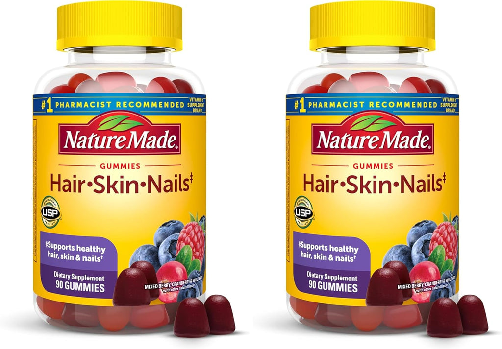 Nature Made Biotina 2500 mcg para Cabello, Piel y Uñas - 90 Gominolas (45 días)