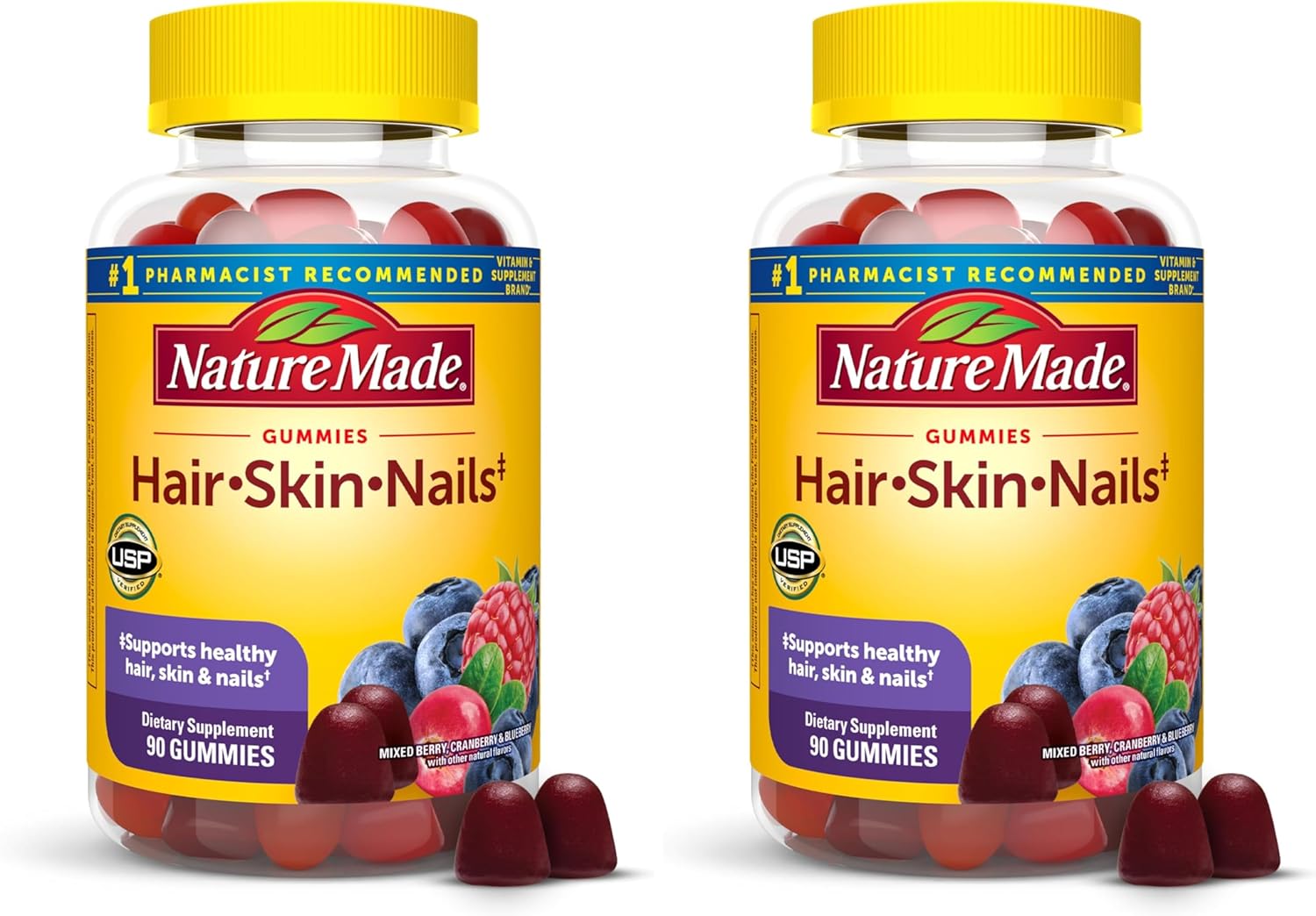 Nature Made Biotina 2500 mcg para Cabello, Piel y Uñas - 90 Gominolas (45 días)