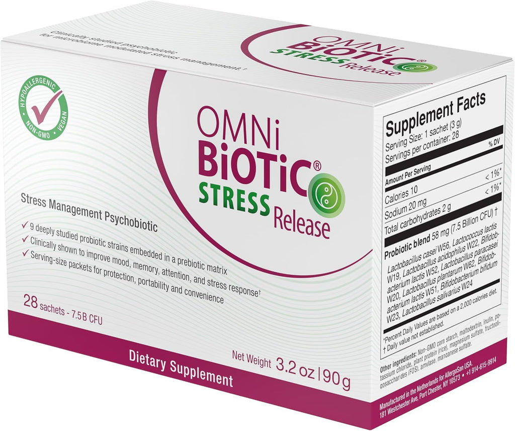 OMNi BiOTiC Stress Release - Probiótico para el Manejo del Estrés y el Eje Intestino-Cerebro - 28 Sobres