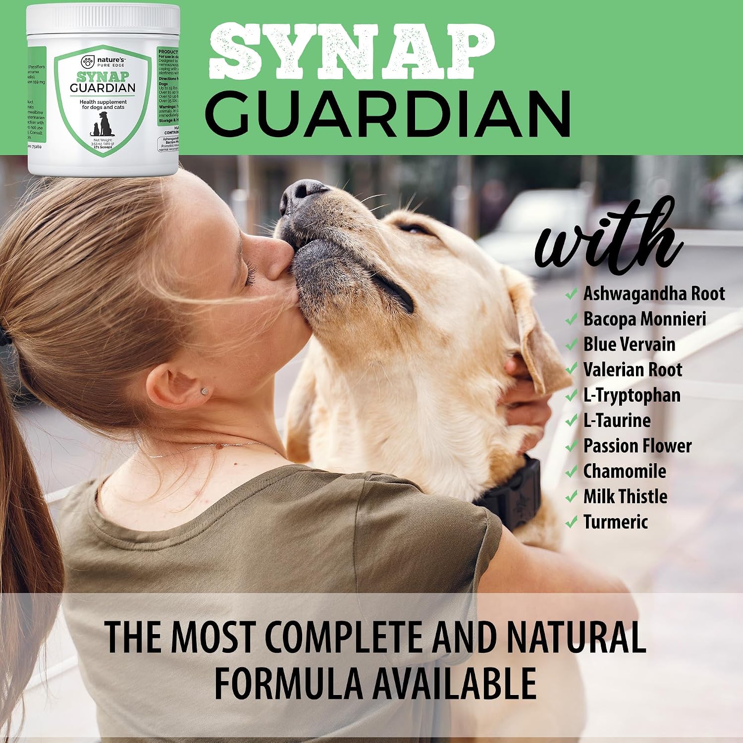 Synap Guardian - Suplemento para la Calma y el Sistema Nervioso de Perros, con Ashwagandha y Valeriana, 100 g