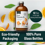 Natural Force Pure Vitamin D – Líquido D3 y K2 con MCT de Coco – 1,000 UI – Vegano – Sabor Naranja Crema – 473 ml