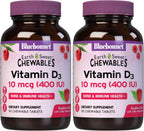 BlueBonnet EarthSweet Vitamin D3 400 IU – Comprimidos Masticables Sabor Frambuesa – 90 Comprimidos