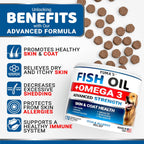 Omega 3 para perros – 170 masticables – Suplemento para piel y pelaje con salmón, EPA y DHA – Sabor pollo