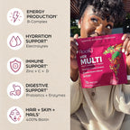 Root'd Multivitamínico en Polvo para Mujeres - 25 Vitaminas y Minerales con Electrolitos, Superalimentos y Probióticos, 24 sobres
