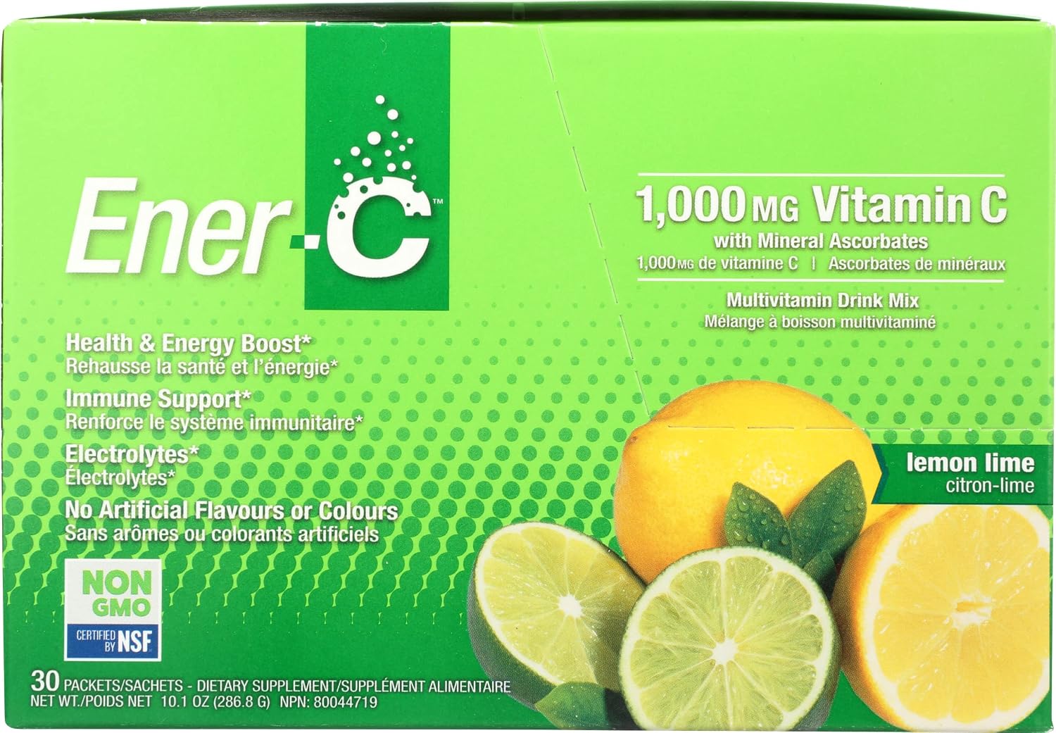 Ener-C Lemon Lime - Mezcla de Bebida con Vitamina C 1000 mg y Electrolitos, 30 Sobres