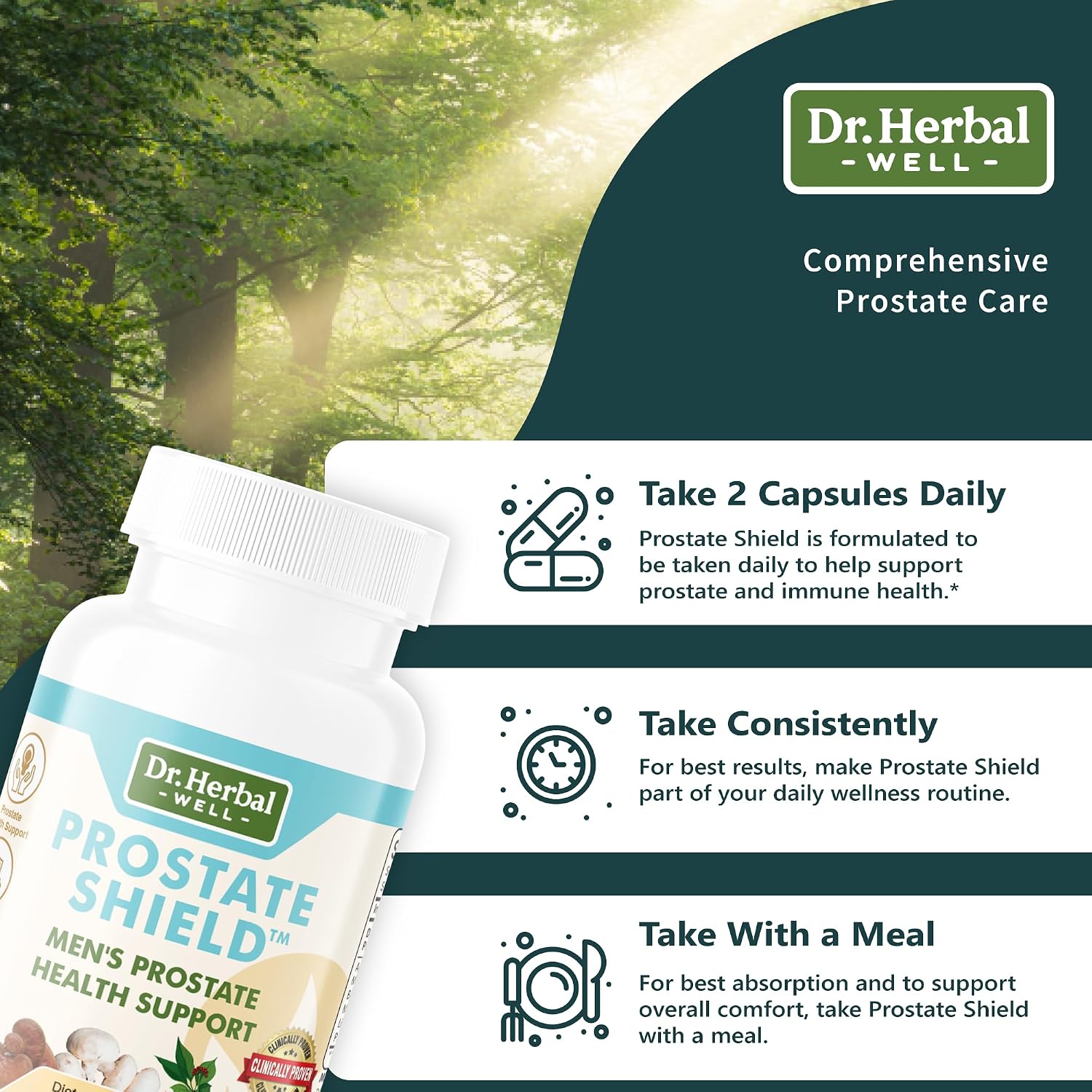 Prostate Shield – Apoyo Prostático 100% Natural, Sin Vitaminas ni Minerales Añadidos