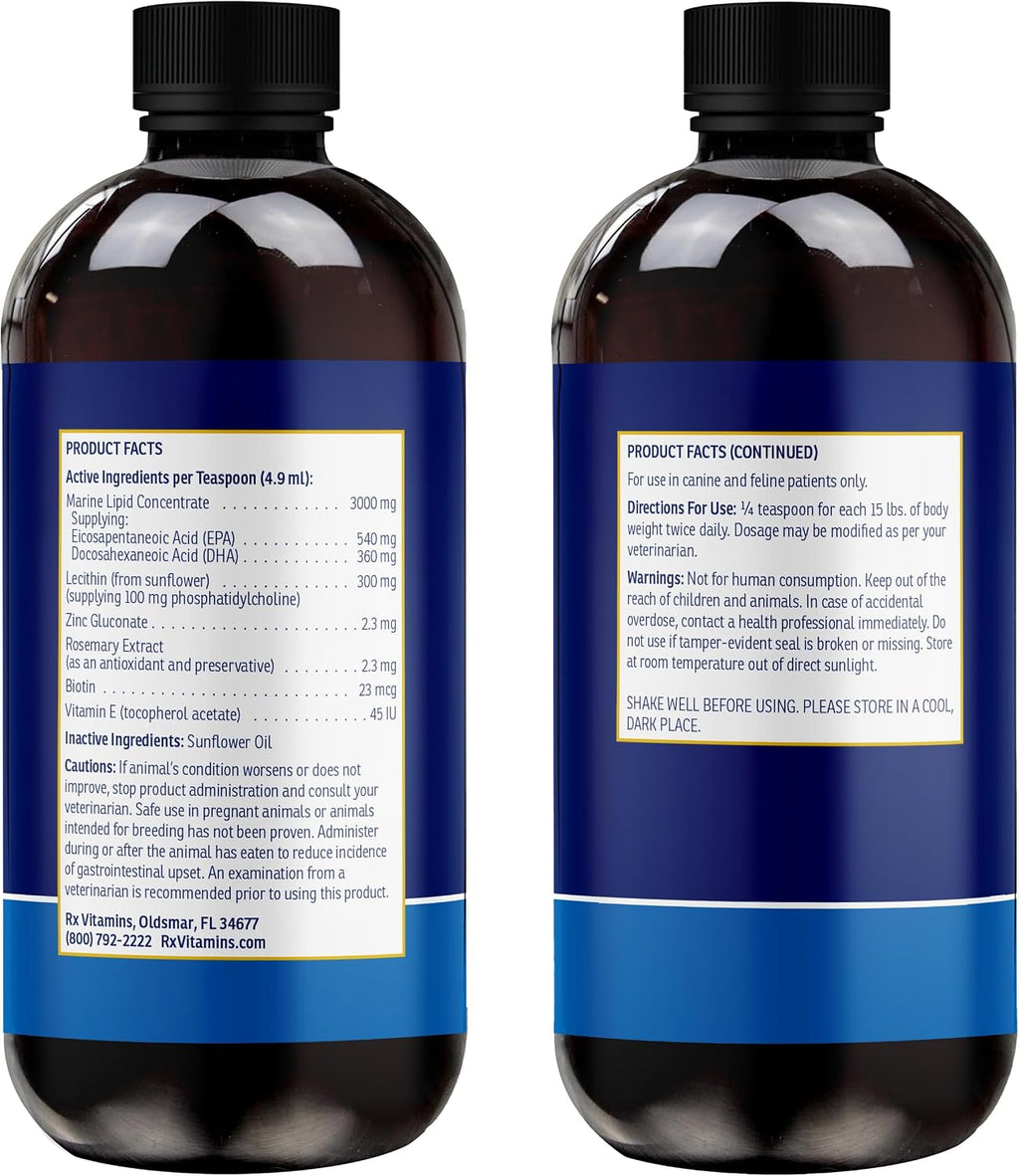Rx Vitamins Ultra EFA Omega 3 Fish Oil para Perros y Gatos - 237 ml