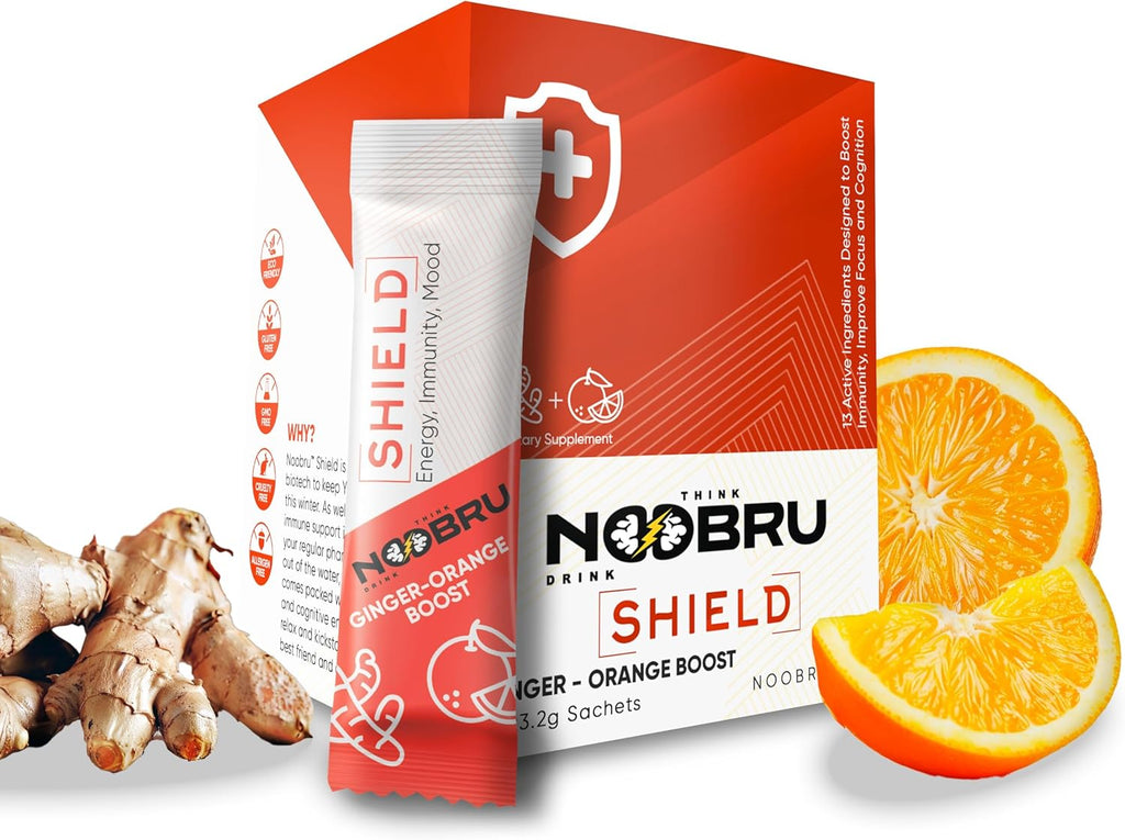 Noobru Shield con Vitamina C y Jengibre - Complemento Multivitamínico y Nootrópico