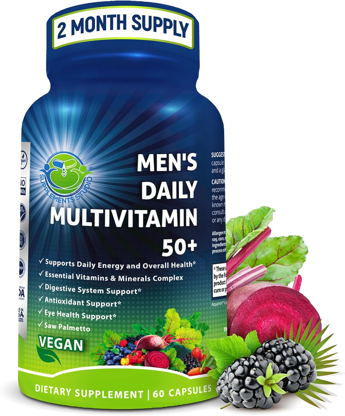 Men's Daily Multivitamin 50 Plus - Multivitamínico Vegano para Hombres 50+ - görsel 1