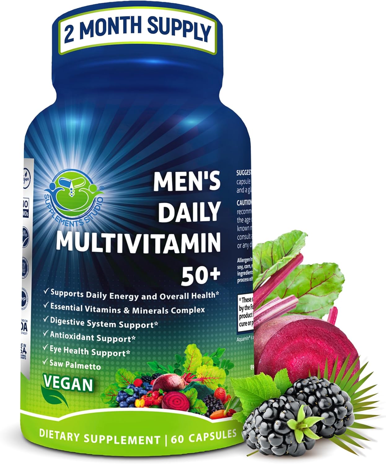 Men's Daily Multivitamin 50 Plus - Multivitamínico Vegano para Hombres 50+