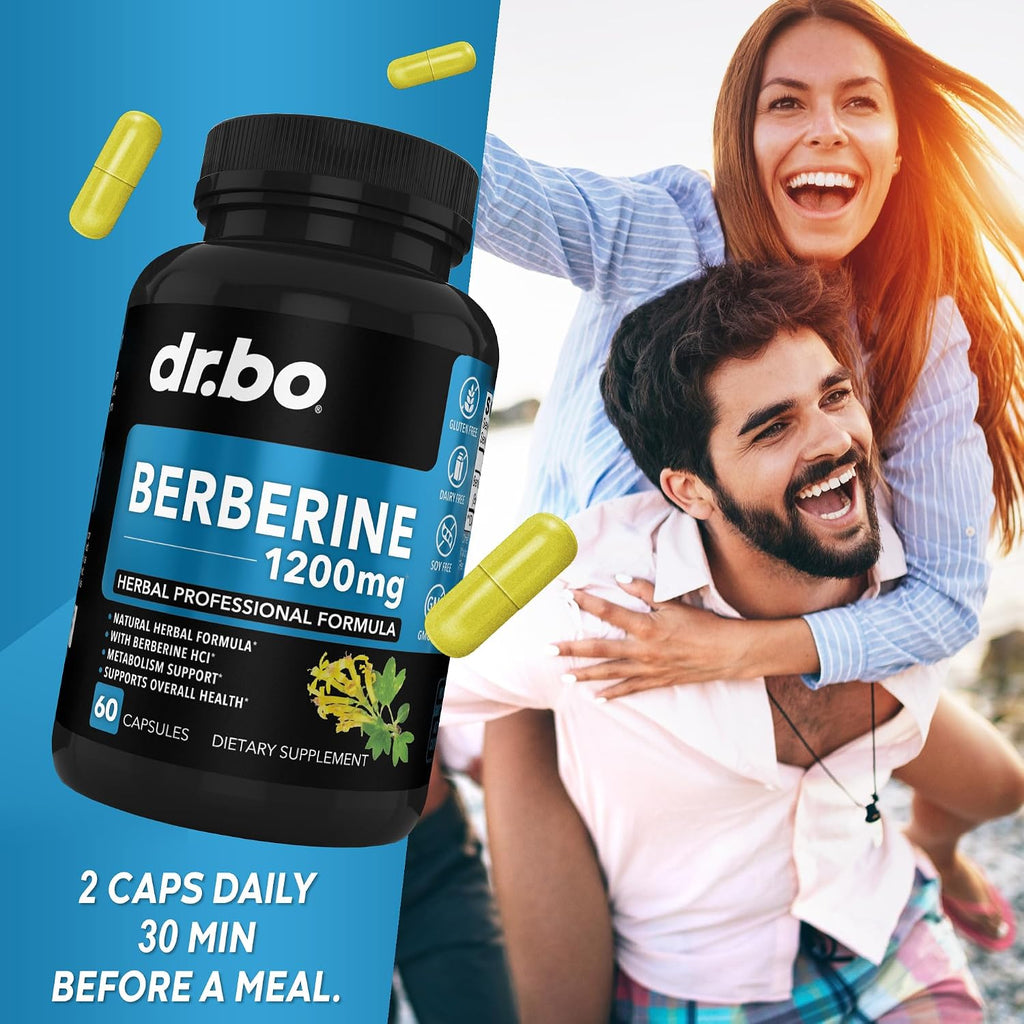 Berberina 1200mg Cápsulas - Suplemento de Berberina HCL - Apoyo Metabólico Saludable - 60 Comprimidos