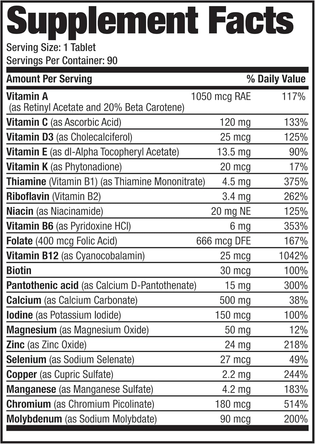 Bronson ONE Daily Women's 50+ Complete Multivitamin Multimineral, 90 Comprimidos