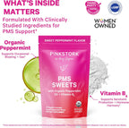 Pink Stork Organic PMS Support Sweets - Caramelos Orgánicos con Vitamina B6 y Menta Piperita para el Síndrome Premenstrual - 30 Unidades