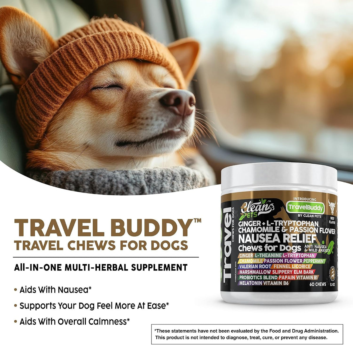 Clean Pets Travel Chews - Masticables – L-teanina: otro aminoácido que contribuye a reducir la irritabilidad. – Image 4