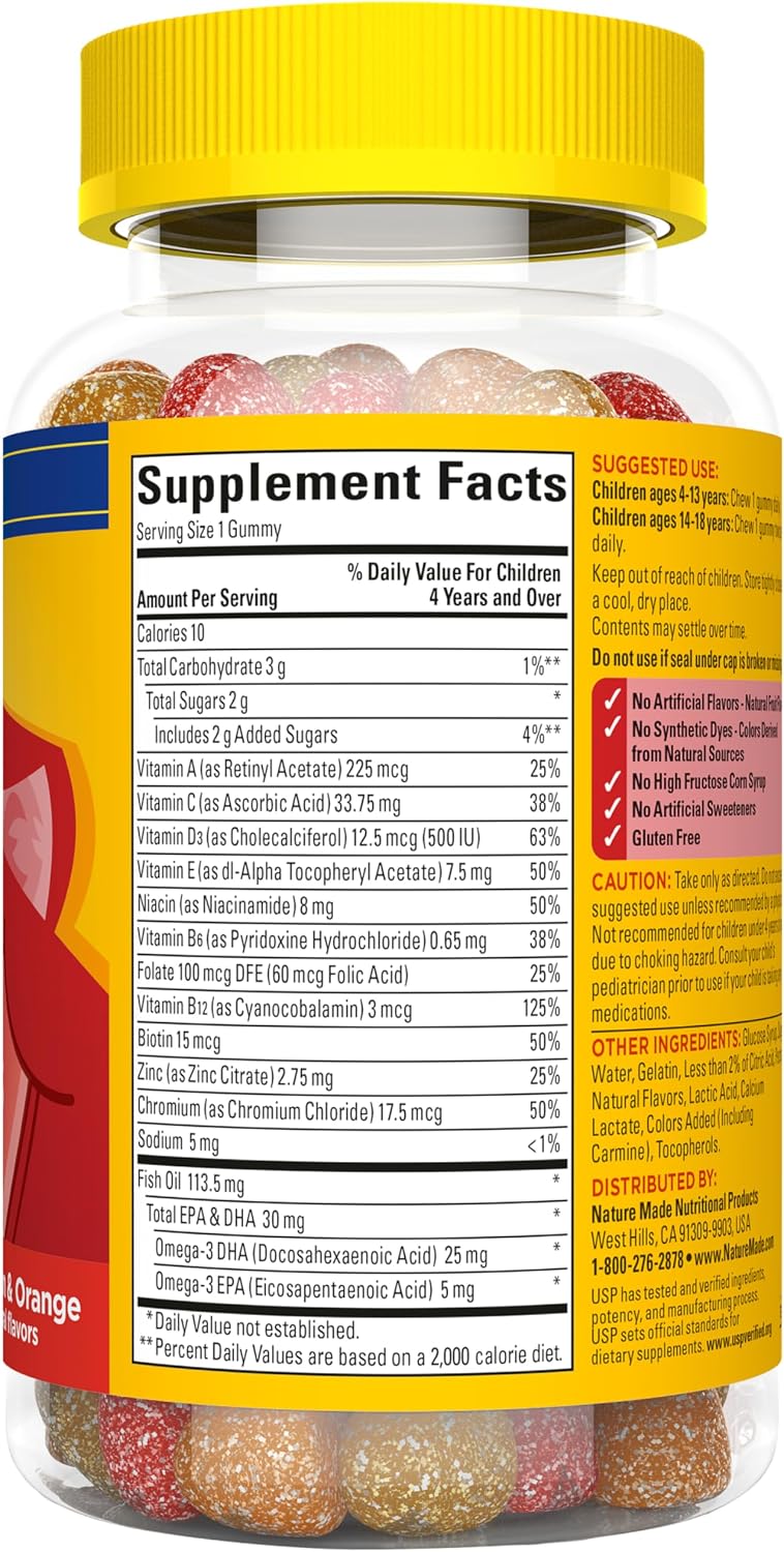 Nature Made Kids First Multivitamin con Omega-3, Gomitas Multivitamínicas para Niños, 70 Gomitas