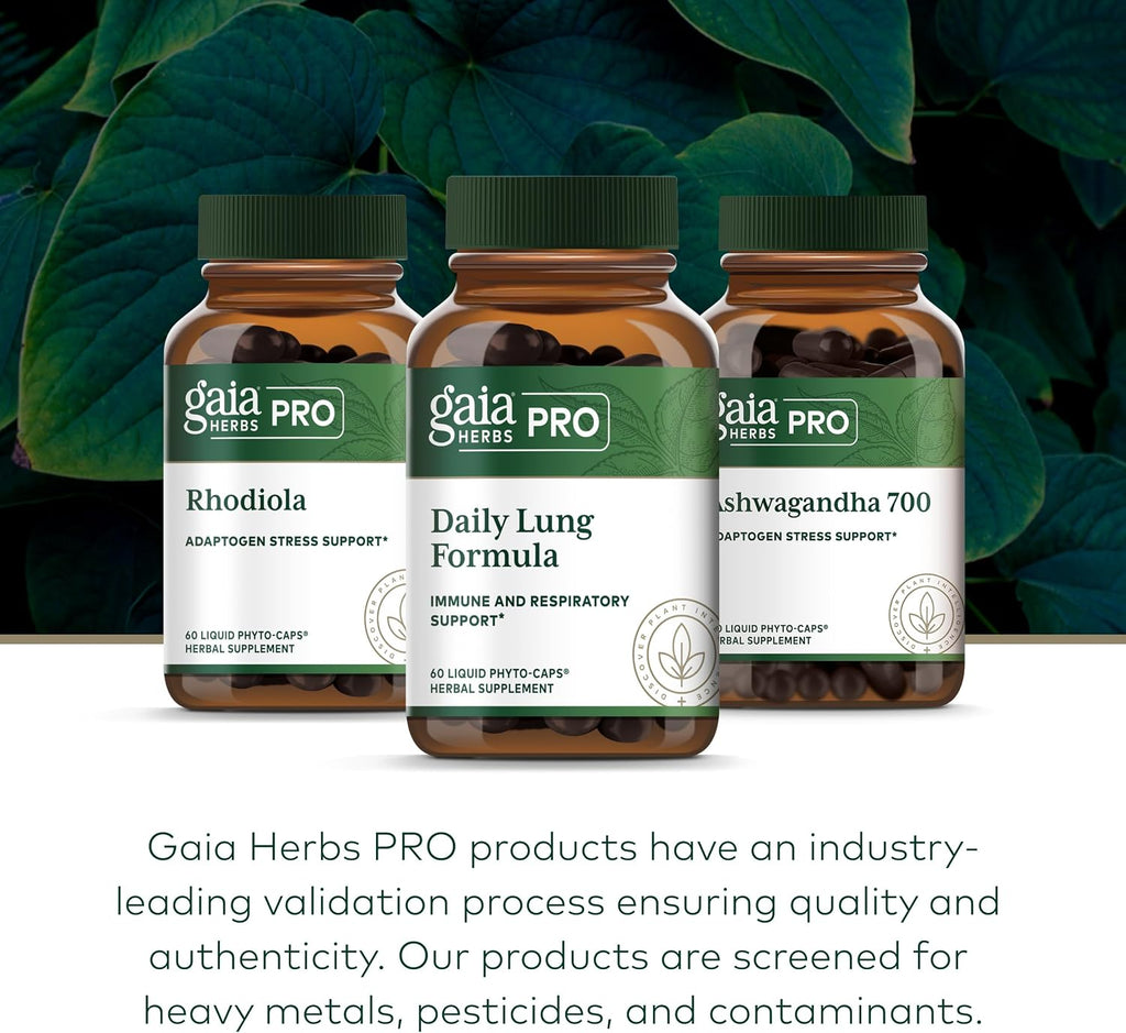 GAIA HERBS PRO Fórmula Pulmonar Diaria - Apoyo a la Salud Respiratoria - Suplemento con Hoja de Gordolobo, Raíz de Malvavisco y Más - Vegano, Sin Gluten, Sin Soja - 60 Cápsulas Líquidas
