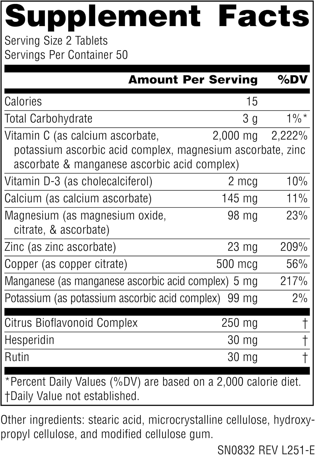 Source Naturals Ultimate Ascorbate C - Vitamina C 2000 mg - 100 Tabletas