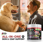 Clean Pets Aceite de Salmón Omega 3 para Perros con Colágeno, Aloe Vera, Biotina y Queratina - Suplemento para Piel y Pelaje