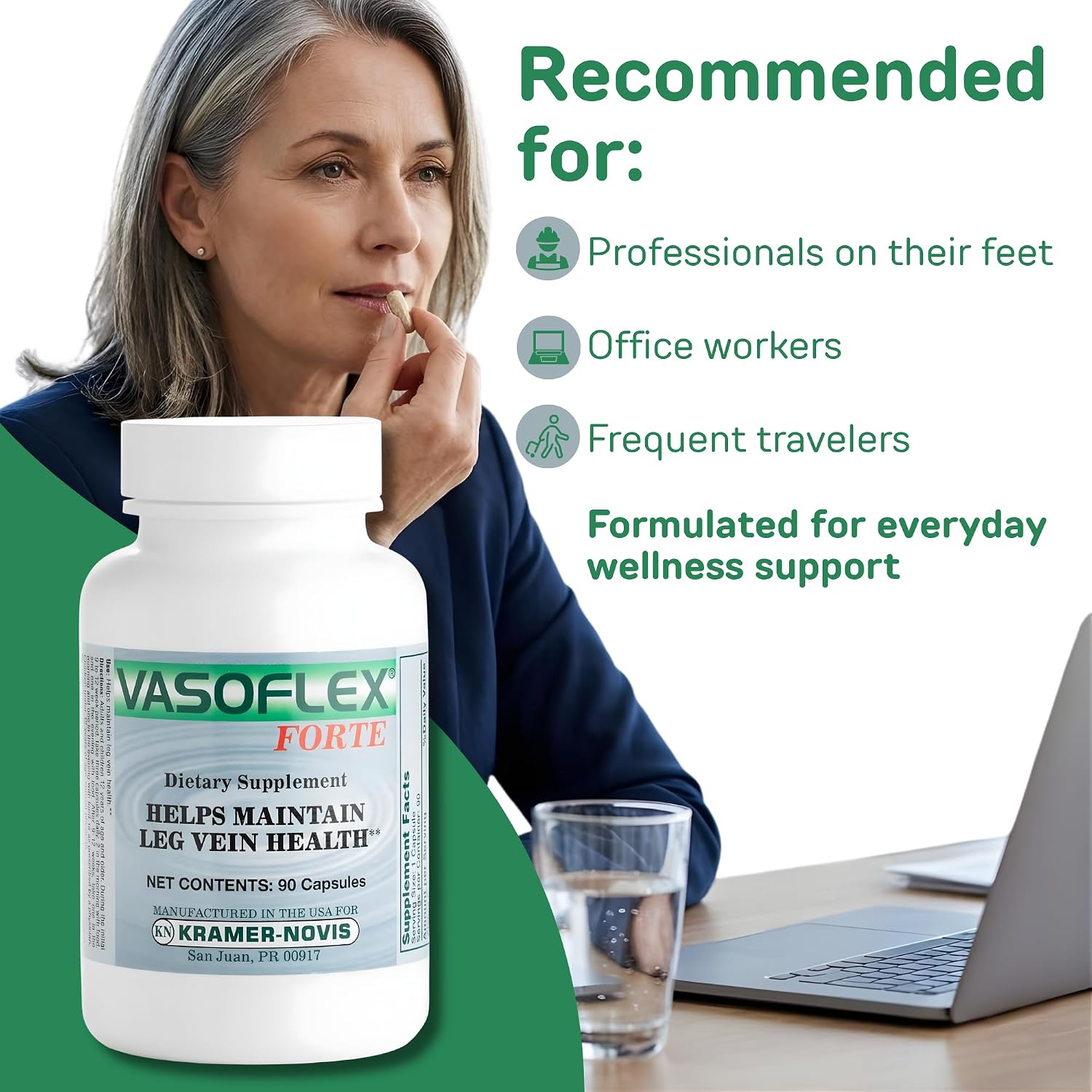 Vasoflex-Forte – Suplemento para la Salud de las Venas y las Piernas Cansadas – 90 Cápsulas