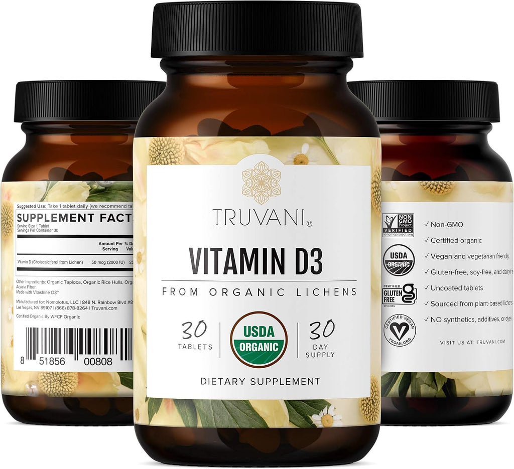 Truvani Vitamina D3 Orgánica Vegana - 30 Comprimidos
