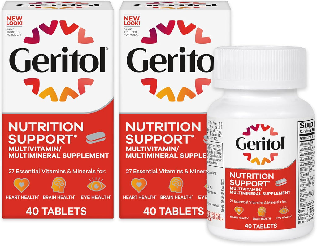 Geritol Multivitamínico, 27 vitaminas y minerales esenciales, Pack de 2 x 40 comprimidos