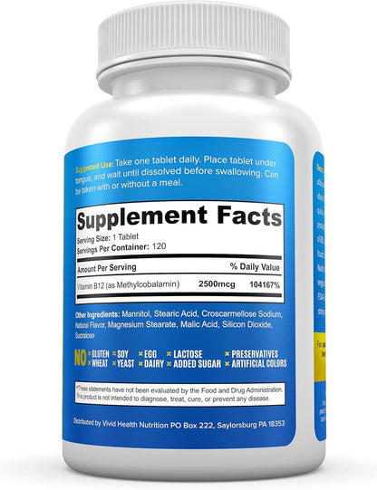 Vitamina B12 Sublingual 2500 mcg - – Favorece la formación normal de glóbulos rojos: Una cantidad adecuada de B12 – Image 3