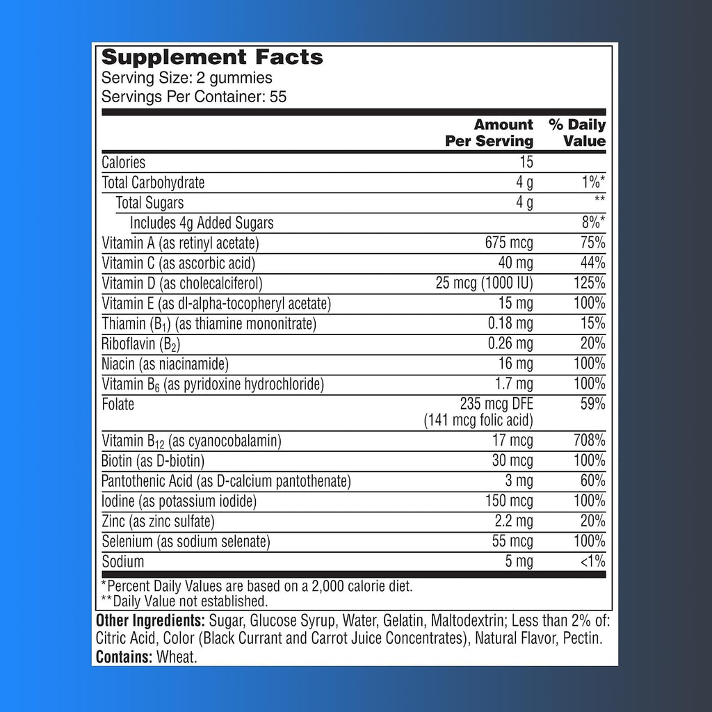 One A Day Men's 50+ Gummies, Multivitamínico Avanzado para Hombres con Apoyo Cerebral e Inmunológico, 110 Gominolas
