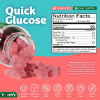 YUM-V'S Glucose Gummies – Gominolas de Glucosa de Acción Rápida – 60 Gominolas Masticables – Sabor Natural a Bayas – Vegano, Sin Gluten