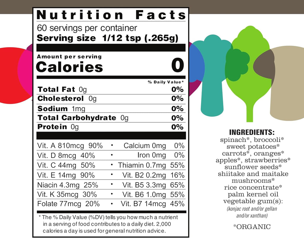 ENOF Suplemento Orgánico de Frutas y Verduras en Polvo – 10 Ingredientes Limpios, 180 Raciones