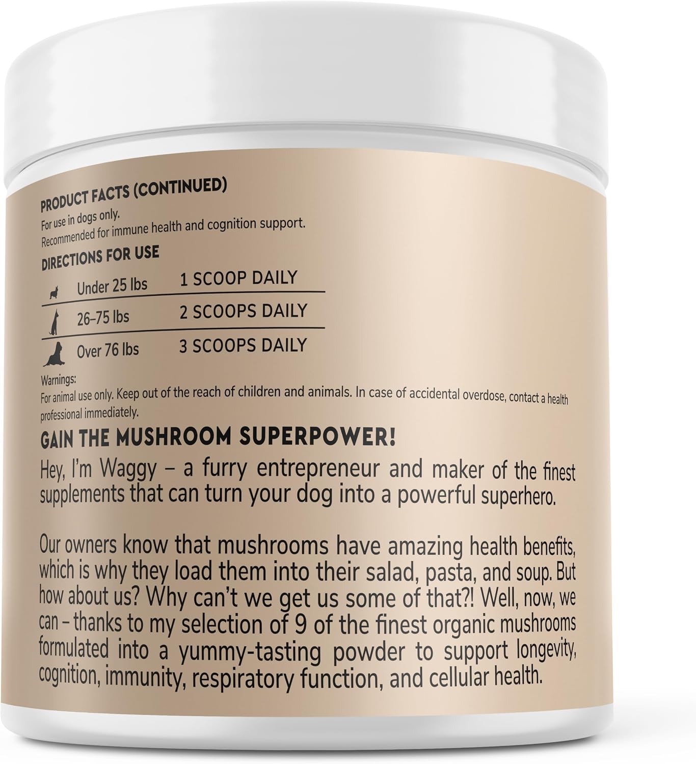 Wonder Paws Immune Support – Polvo de Setas Orgánicas para Perros, 90 Dosis