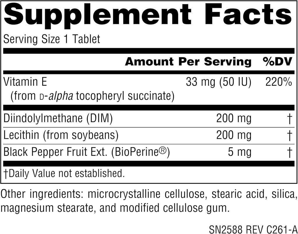 Source Naturals DIM, Diindolylmethane 200mg with BioPerine, Vitamin E & More - 30 Tablets
