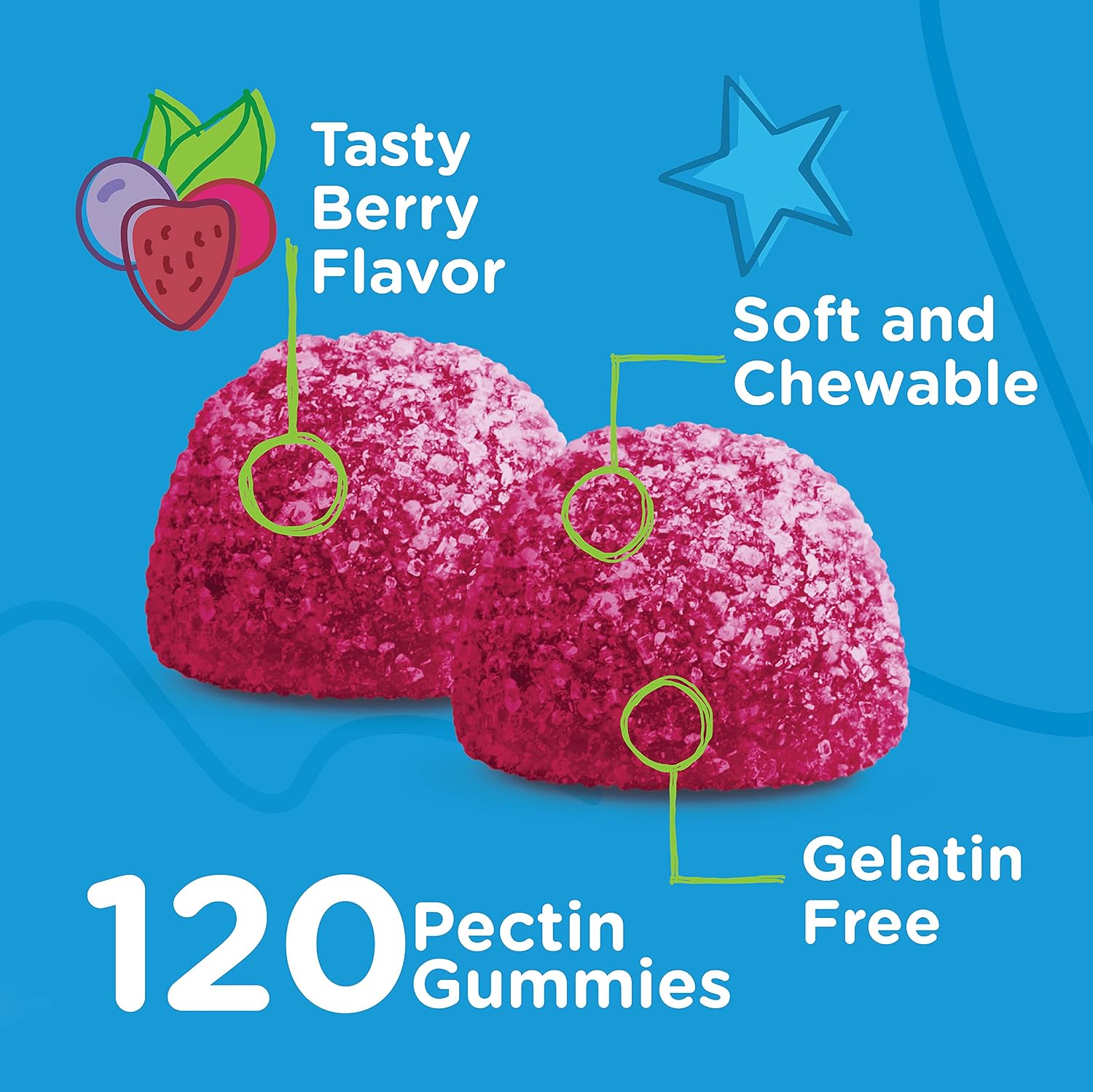 Viteey Vitamin D3 Gominolas para Niños 25mcg (1000 UI) - Sabor a Bayas - 120 Gominolas