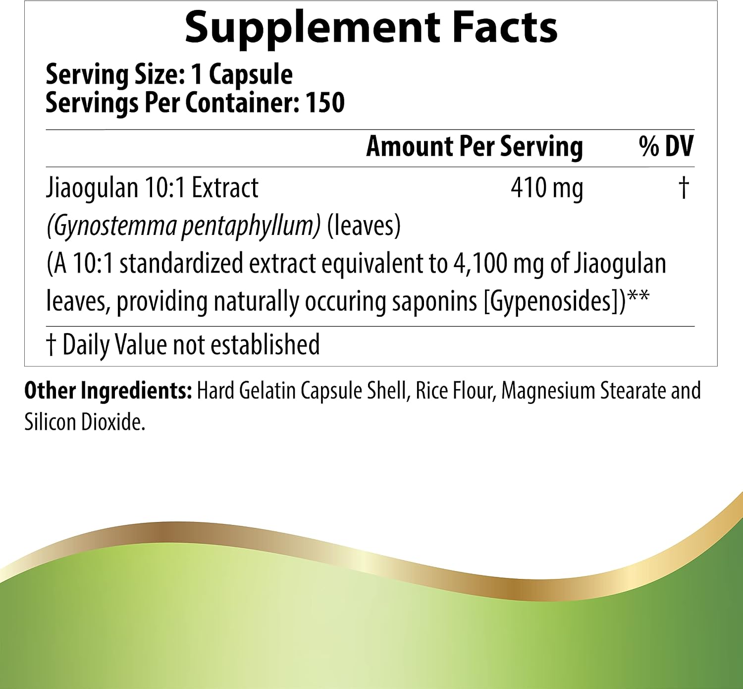 Pacific Nature's Jiaogulan - 150 Cápsulas - Extracto Estandarizado 10:1 (4100 mg)