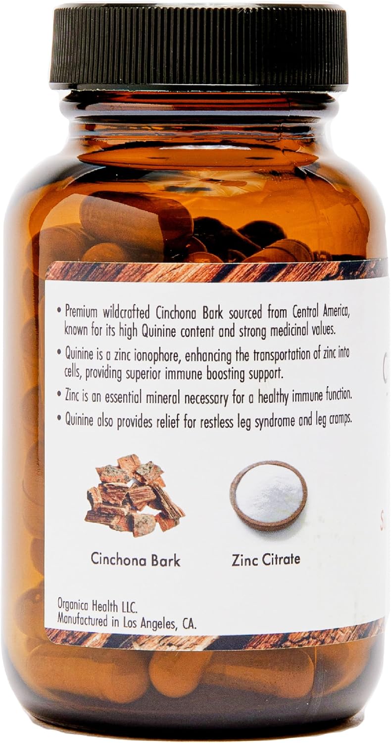 Quinina Orgánica con Zinc 50 mg para Calambres Nocturnos - 70 Cápsulas Veganas