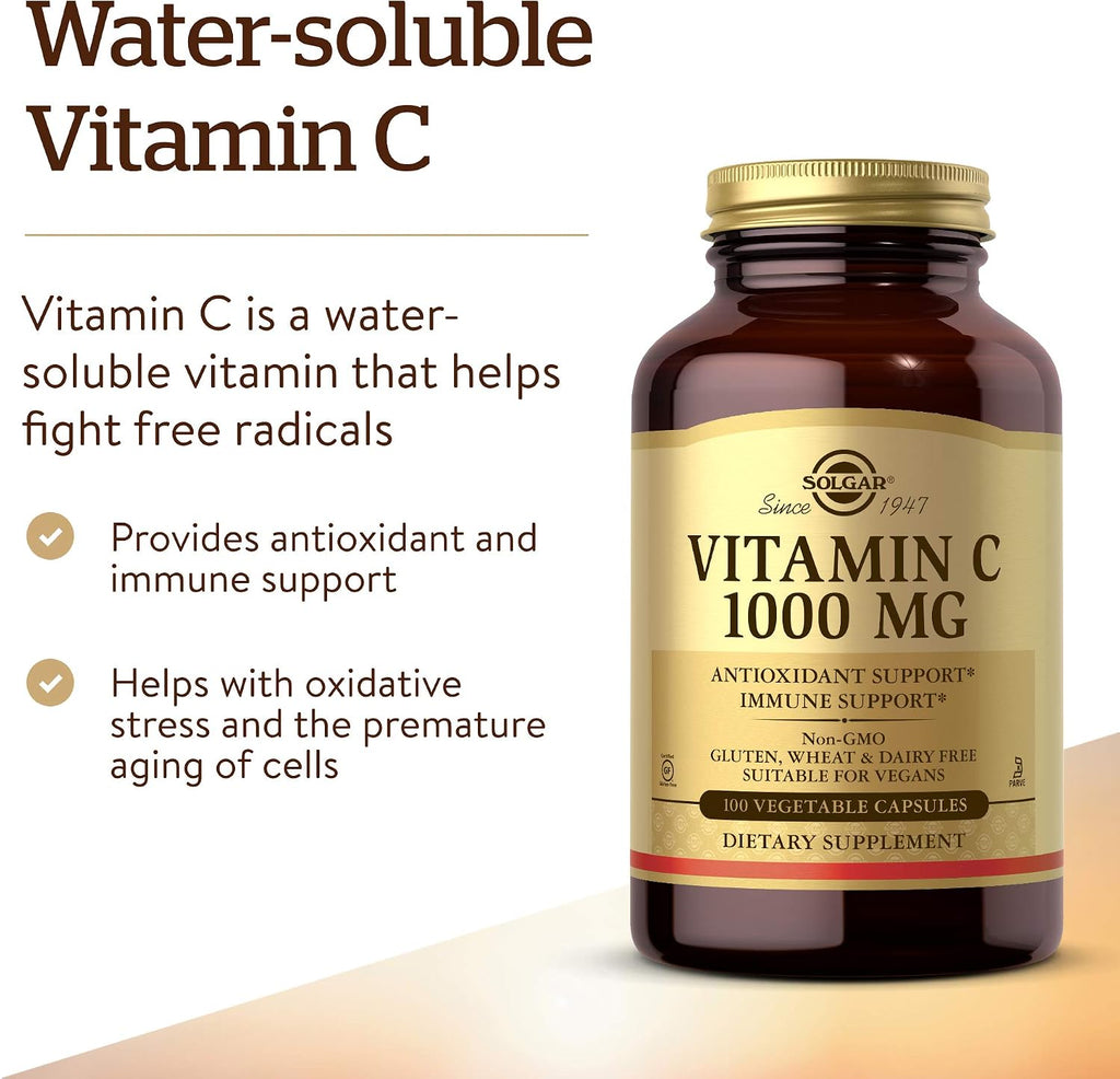 Solgar Vitamina C 1000 mg, 100 Cápsulas Veganas