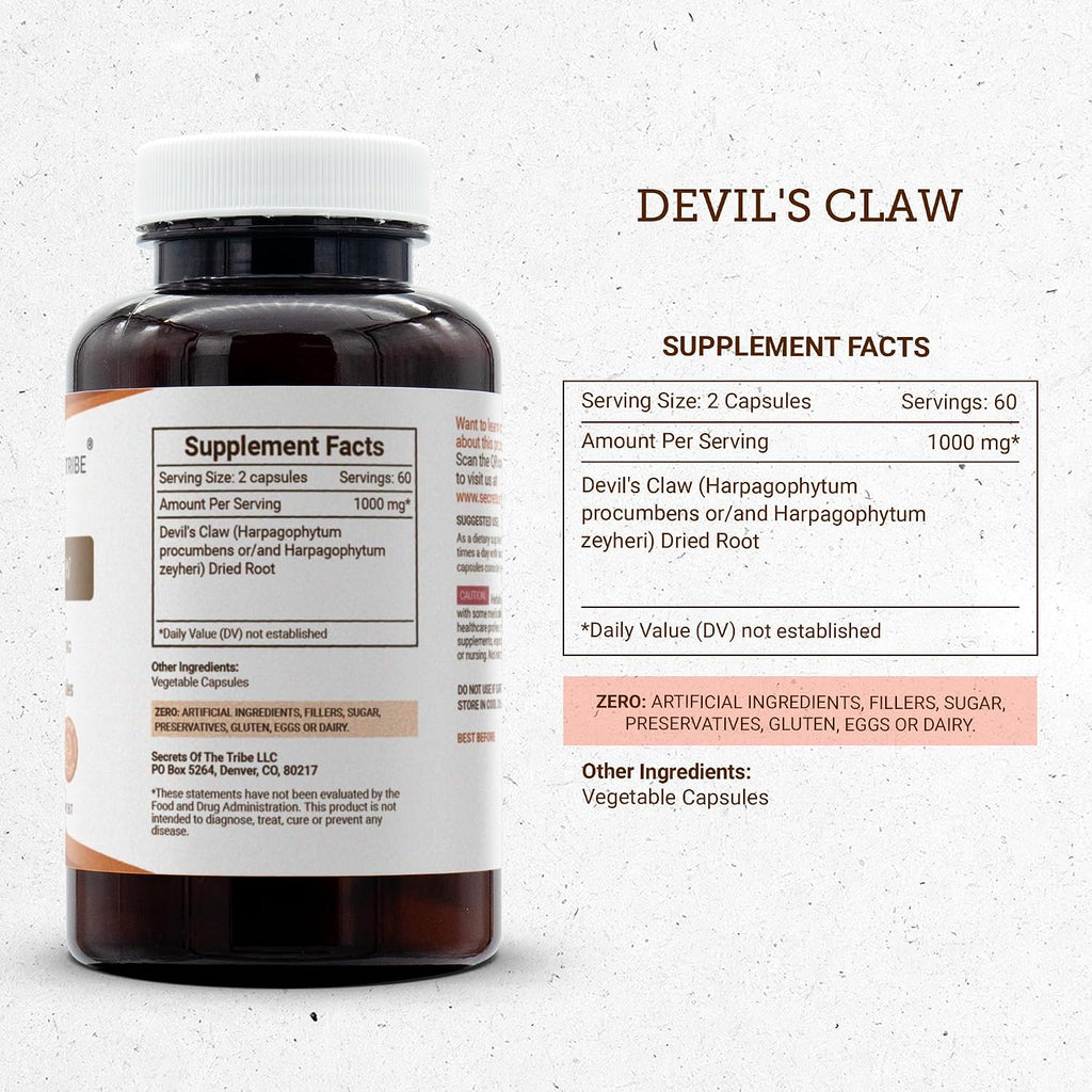 Secrets of the Tribe Garra del Diablo 120 Cápsulas, 1000 mg
