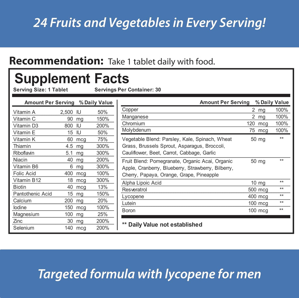 Reload! for Men Multivitamínico Natural con 24 Frutas y Verduras