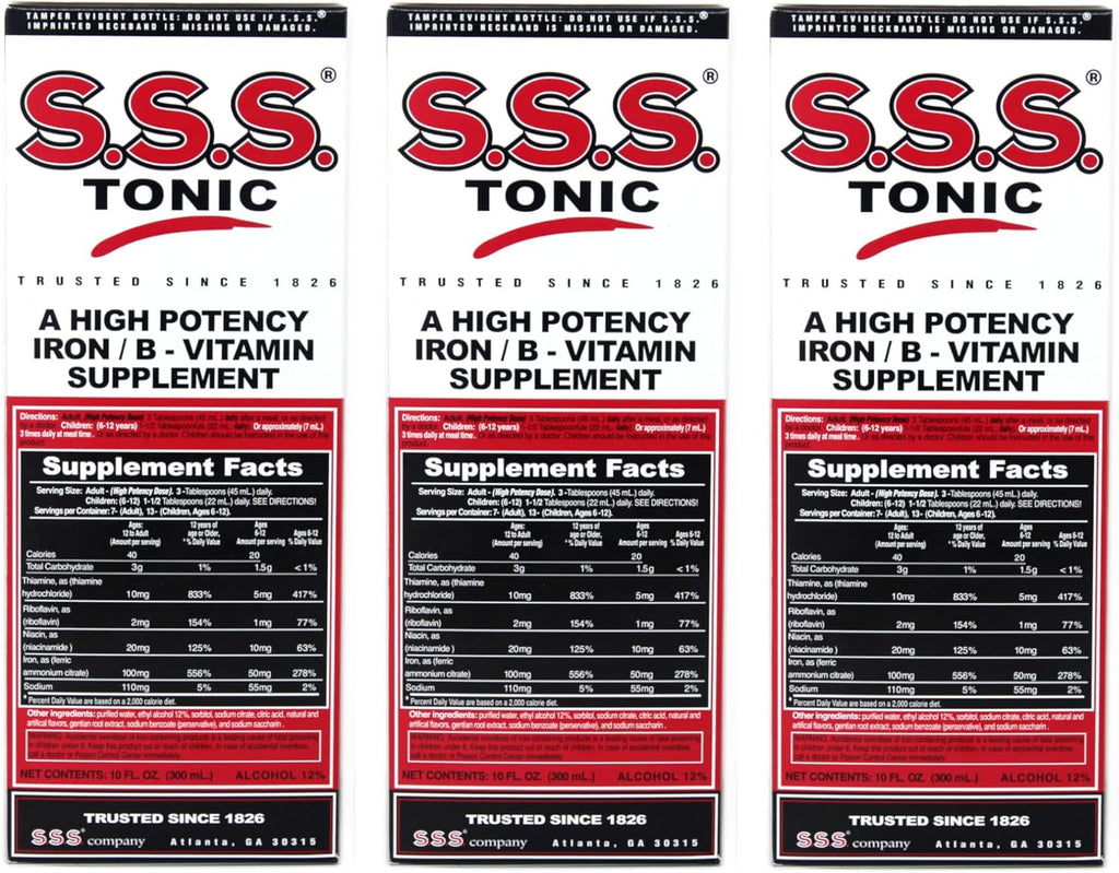 SSS Tonic Complejo Vitamínico con Hierro - Pack de 3 Botellas de 295 ml