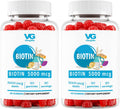 VITA GLOBE Biotin 5000 mcg Gummy Vitamins, Vegan Non-GMO Mixed Berry Chewables - 40 Count (2 Pack)