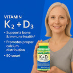 Vitamina D3 K2 5000 UI – 90 Cápsulas Vegetarianas, Alta Potencia D3 con K2, Fórmula para Huesos y Sistema Inmunológico (Pack de 3)