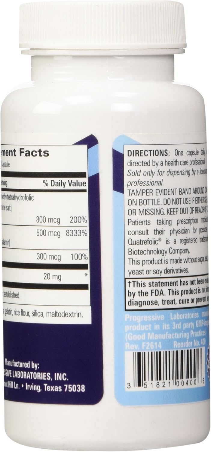 Suplemento de factor intrínseco B-12 de Progressive Labs, 60 unidades