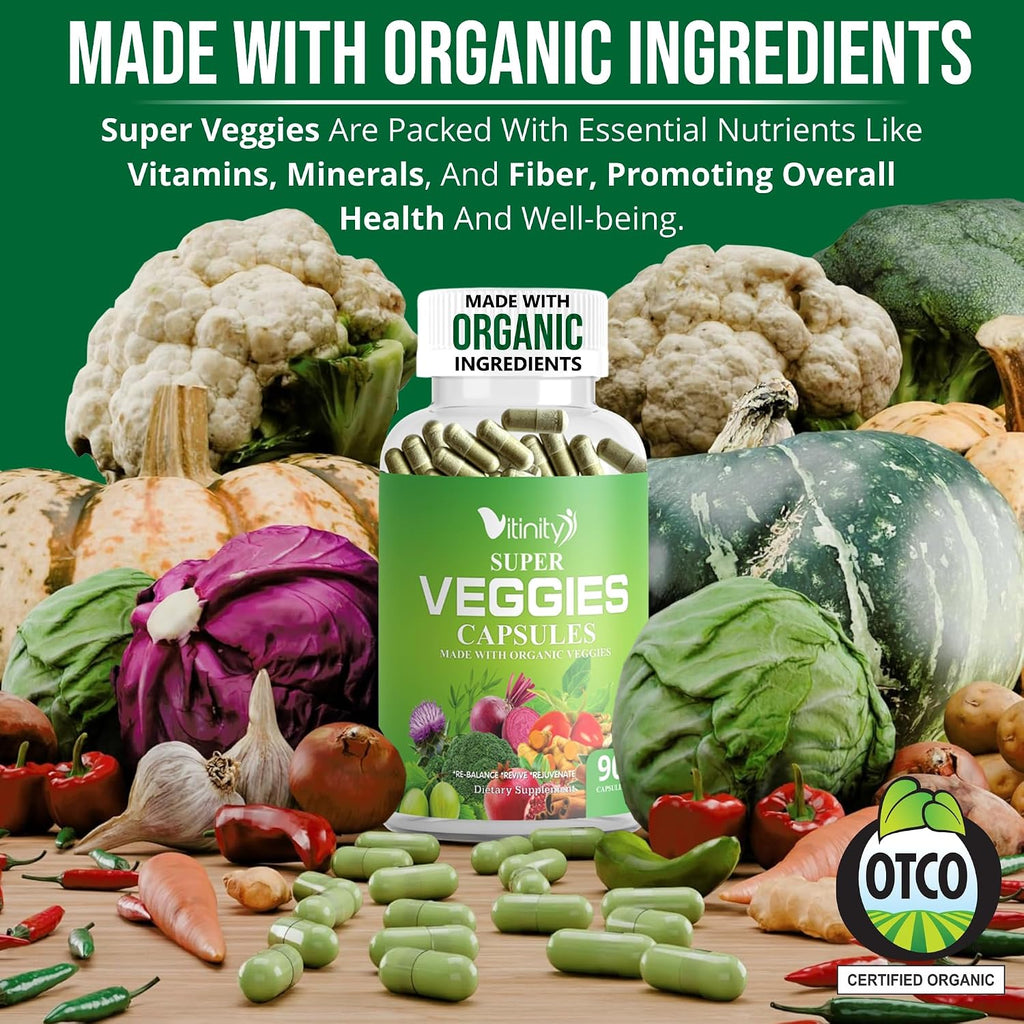 Made with Organic Fruits & Veggies Capsules - Superfood Supplement for Women & Men (30-Day Supply)