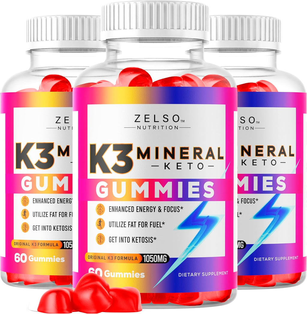 K3 Mineral Keto Gummies (3 Pack) - 180 Gominolas para Dieta Keto con Vinagre de Manzana