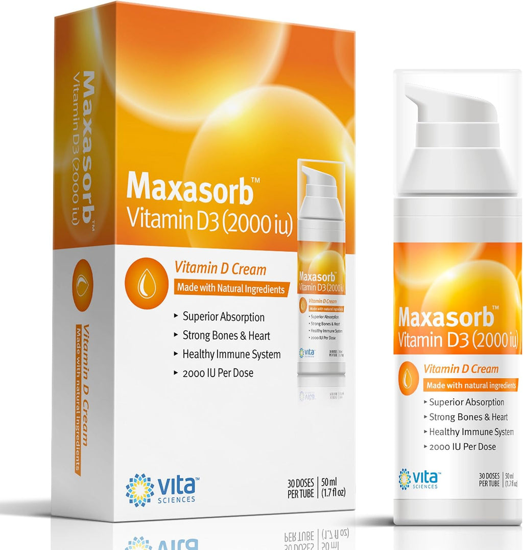 Vita Sciences Crema de Vitamina D3 2000 IU – Pack de 3 – Natural, Sin Parabenos, Absorción Máxima